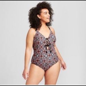Costa Del Sol Lace-Up Tassle One Piece Mosaic XXL